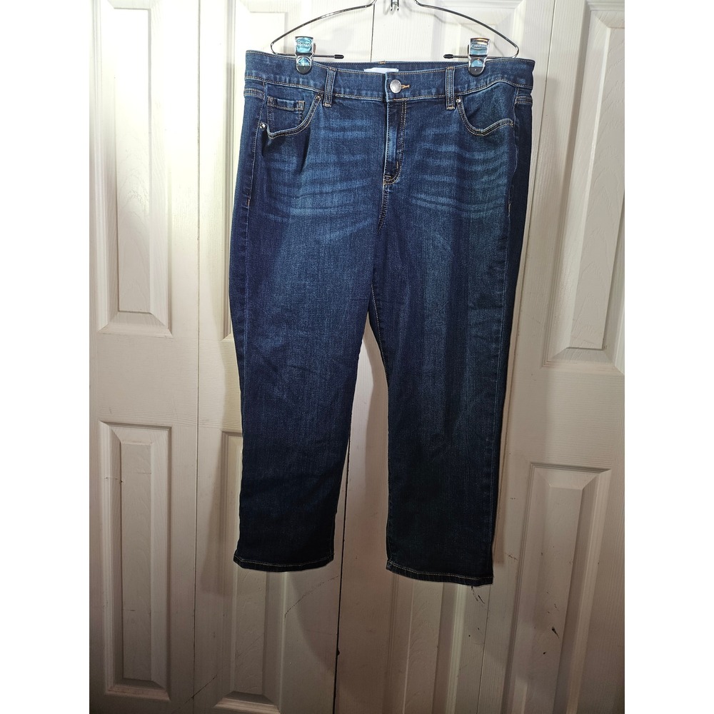 Lane Bryant Dark Wash Denim Cropped Jeans High Rise Womens Pants